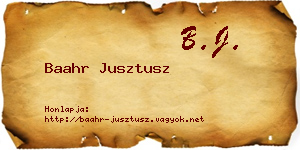 Baahr Jusztusz névjegykártya